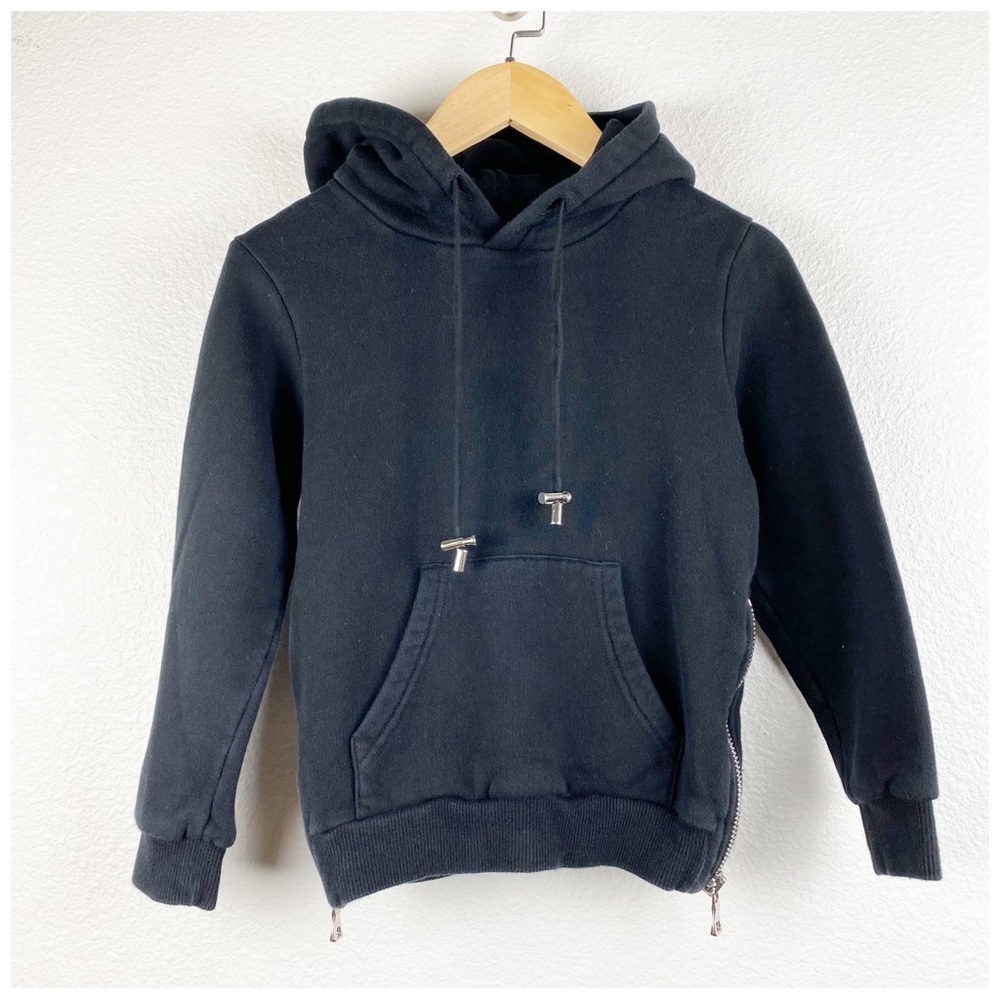 Balmain Paris Kids Black Zip‎ Sides Hoodie - 8